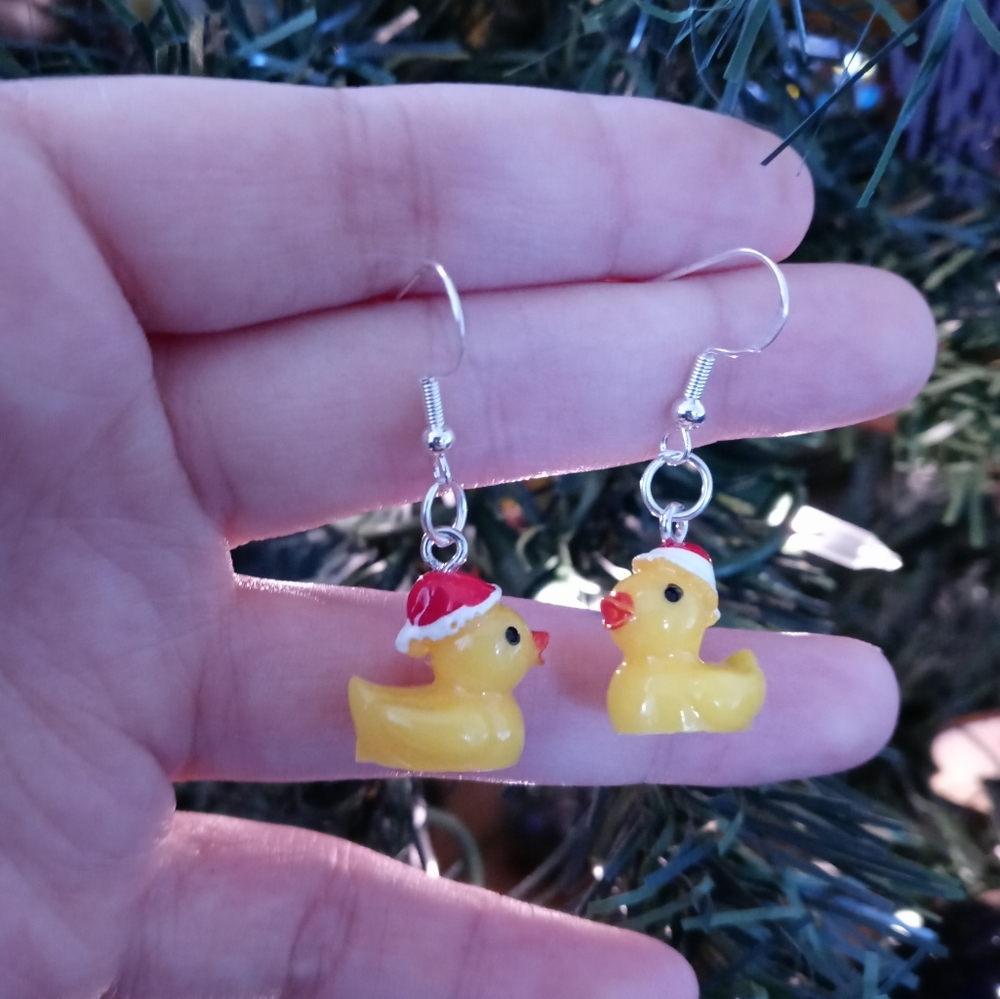 Christmas duck earrings